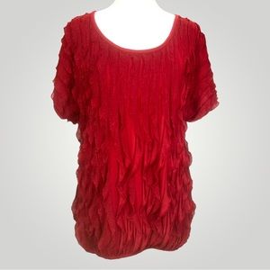 Vintage Red Ruffle Blouse
